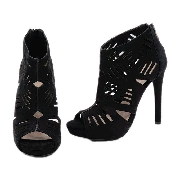 BCBGeneration Women's Morocco Black Suede High Heel Strap Shoes Size 6.5 In Box - Picture 10 of 16